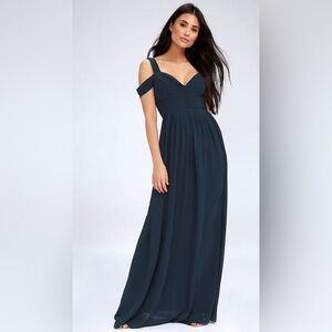 Lulu's NWT Ocean of Elegance Navy Blue Dress Women's Bridesmaid Size S